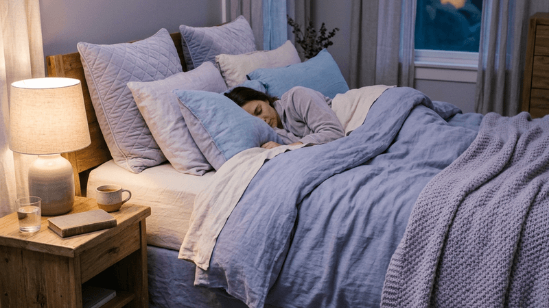 Cozy bedroom with soft lighting for restful sleep